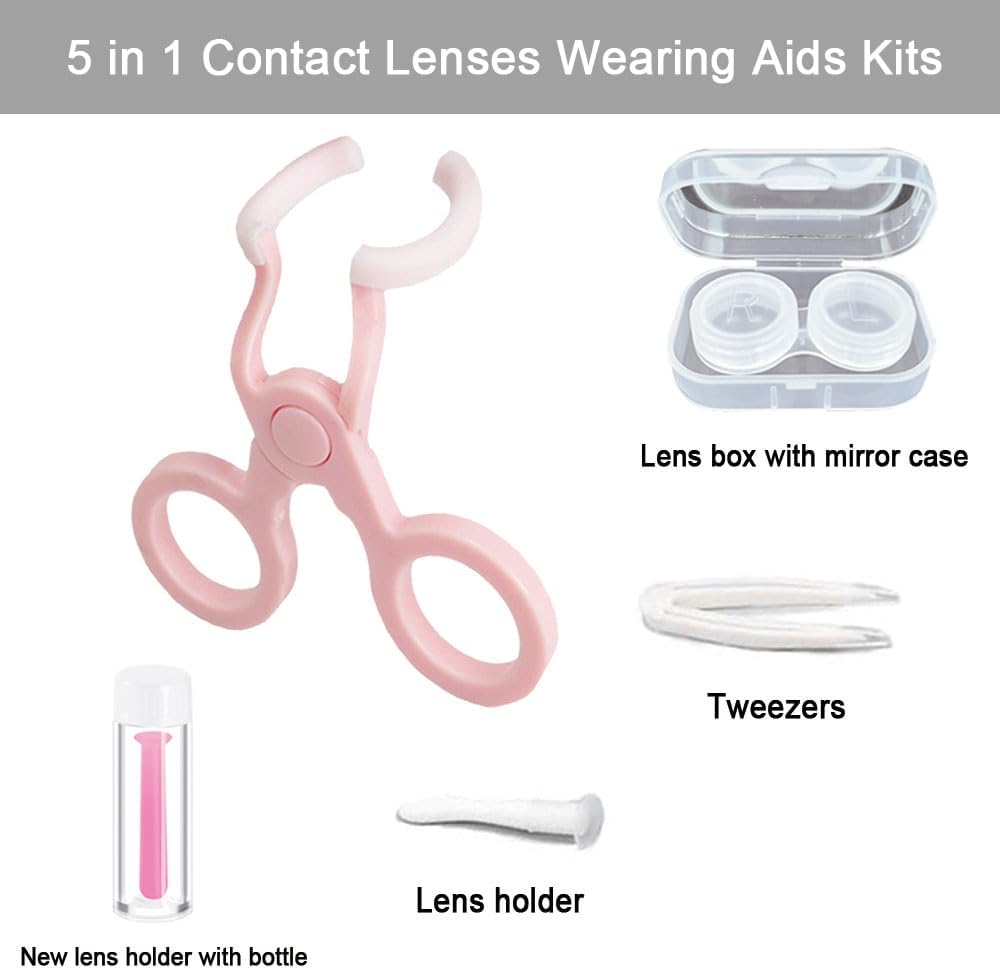 Color Contact Lenses Wearing Aids Kits Contact Lens Remover and Insertion Tool Set Contact Lens Case and Contact Lens Applicator Tool Plunger Suction Cup Tweezers Storage Tray