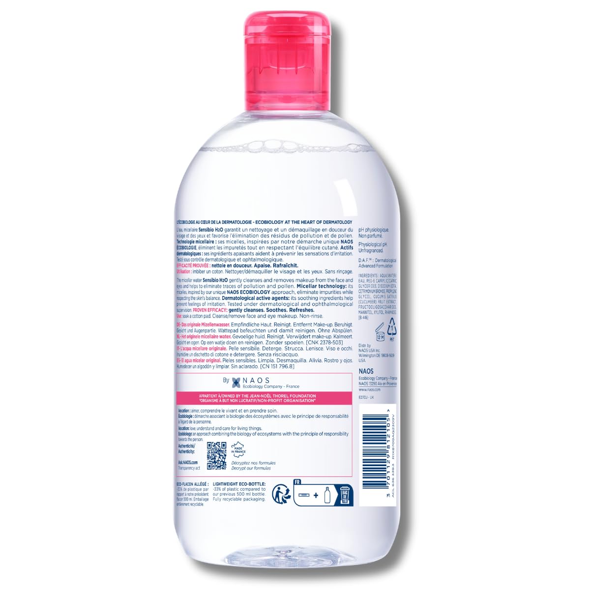 Bioderma - Sensibio - H2O Micellar Water - Makeup Remover Cleanser - Face Cleanser for Sensitive Skin
