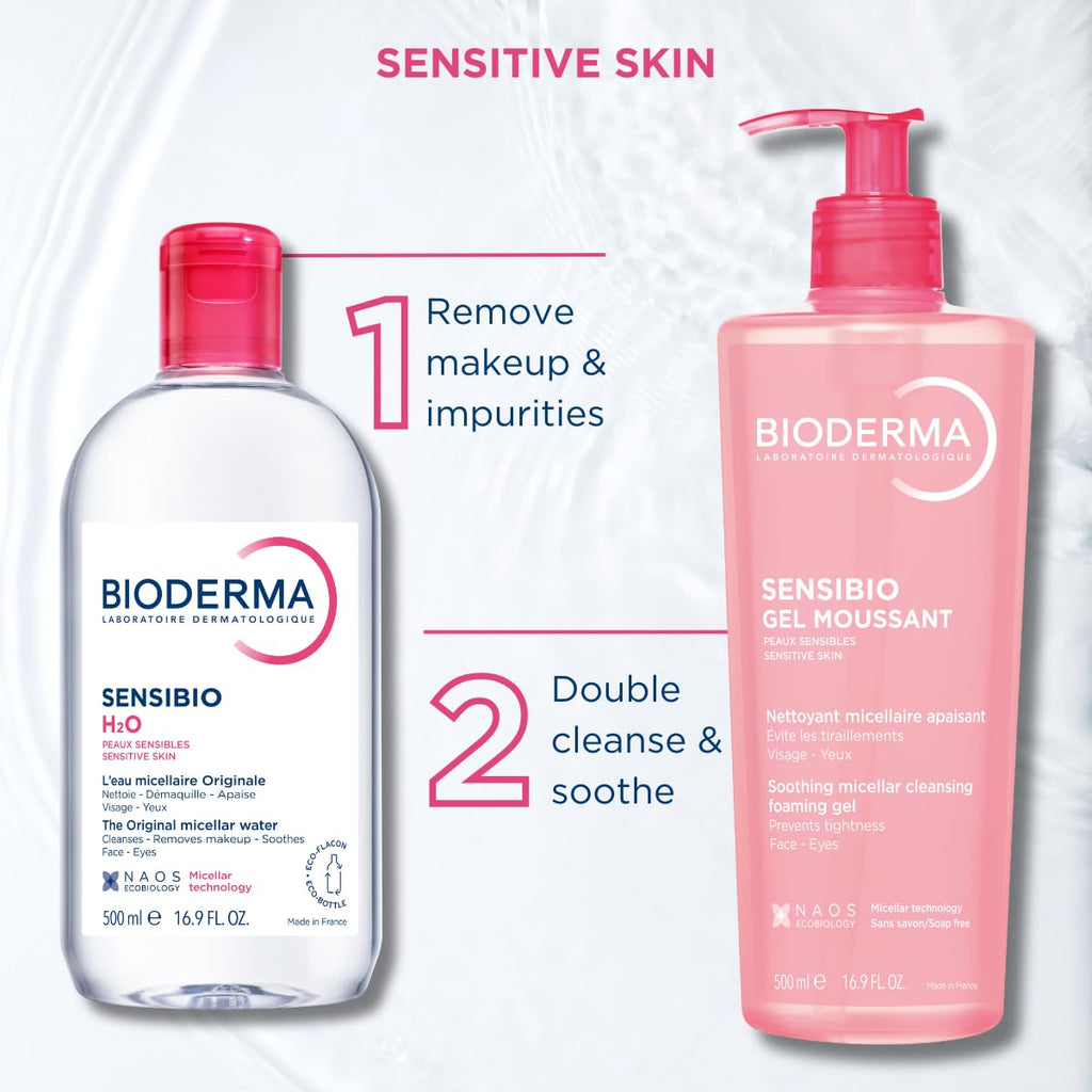 Bioderma - Sensibio - H2O Micellar Water - Makeup Remover Cleanser - Face Cleanser for Sensitive Skin