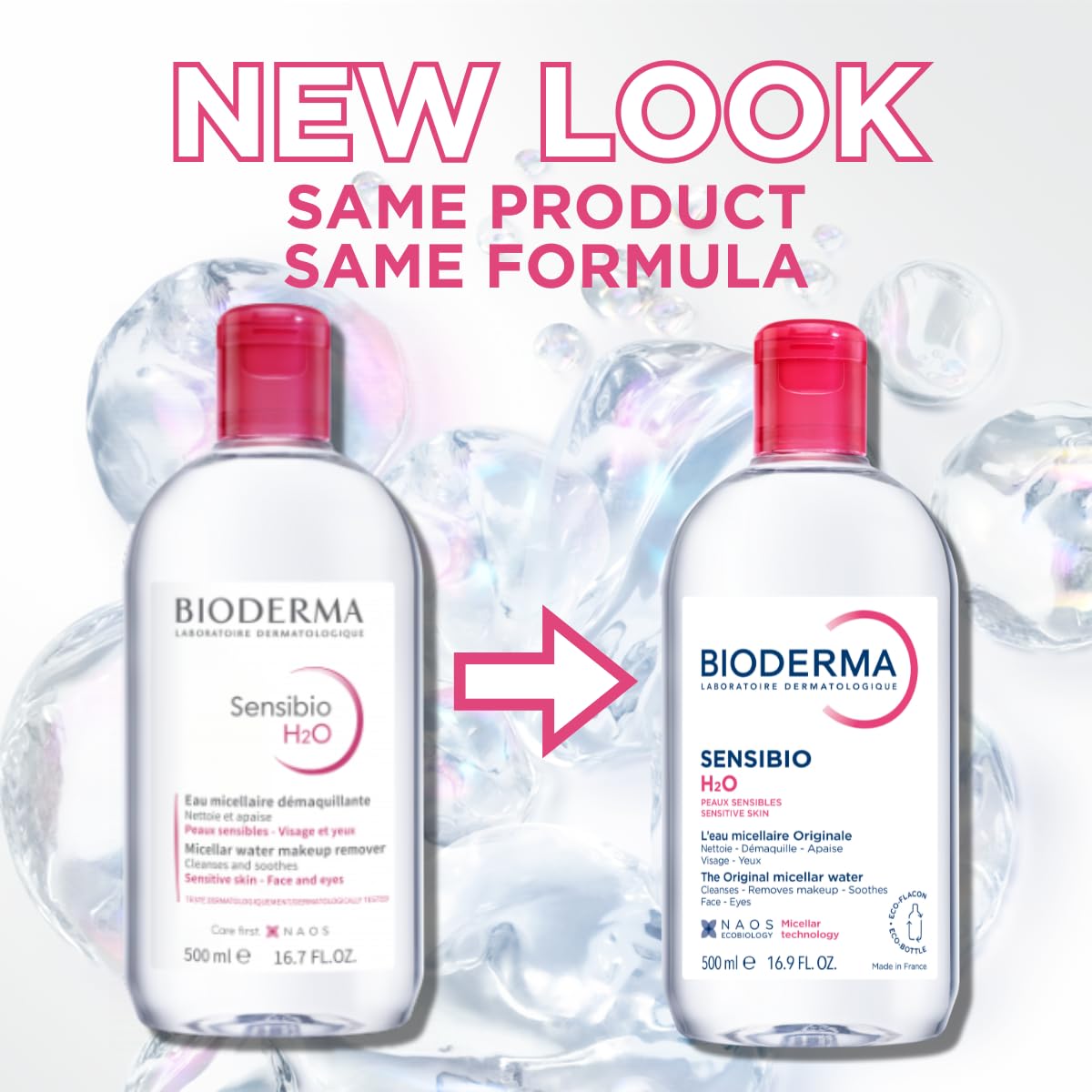 Bioderma - Sensibio - H2O Micellar Water - Makeup Remover Cleanser - Face Cleanser for Sensitive Skin
