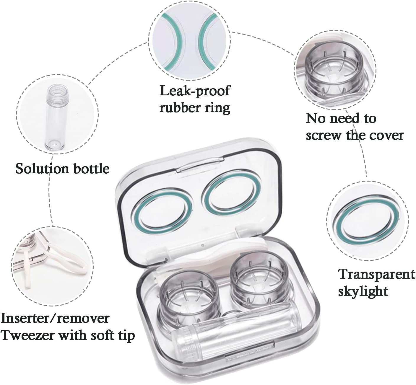 Contact Lens Case, Travel Size Flip Top Cute Colored Contact Lenses Applicator Removal Tool Kit with Solution Bottle for Daily Outdoor (4 Pack)