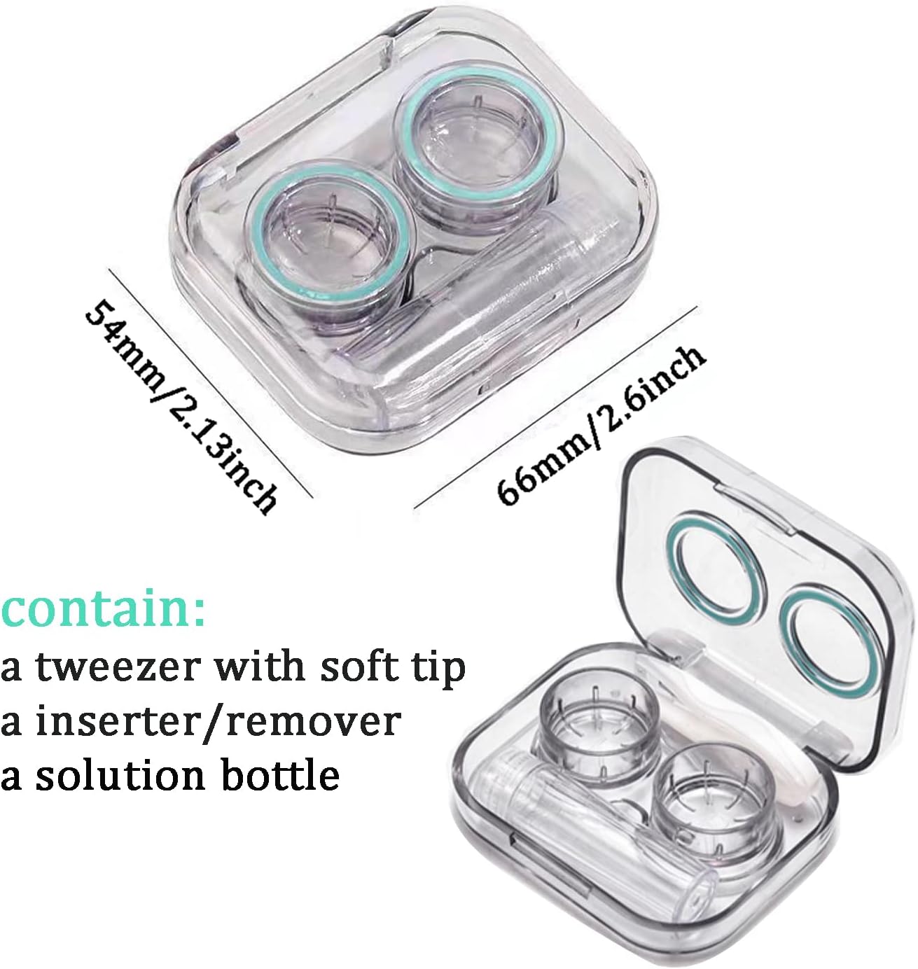 Contact Lens Case, Travel Size Flip Top Cute Colored Contact Lenses Applicator Removal Tool Kit with Solution Bottle for Daily Outdoor (4 Pack)