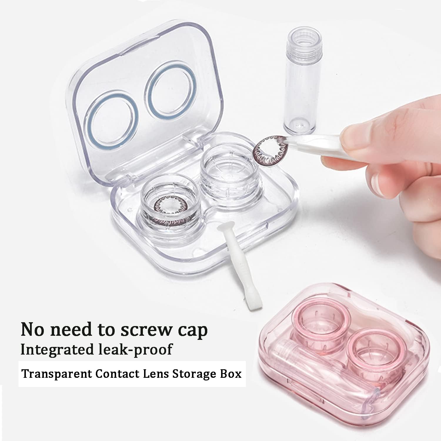 Contact Lens Case, Travel Size Flip Top Cute Colored Contact Lenses Applicator Removal Tool Kit with Solution Bottle for Daily Outdoor (4 Pack)