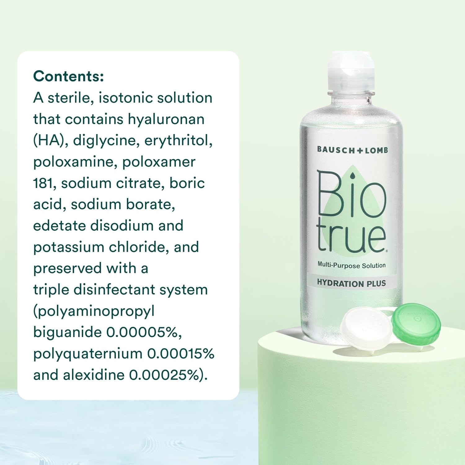 Biotrue Hydration Plus Contact Lens Solution with Lens Case, Multi-Purpose Solution for Soft Lenses, Hydrates with Hyaluronan, Cleans, Clears, and Disinfects for All-Day Comfort, 10 Fl Oz (Pack of 1)